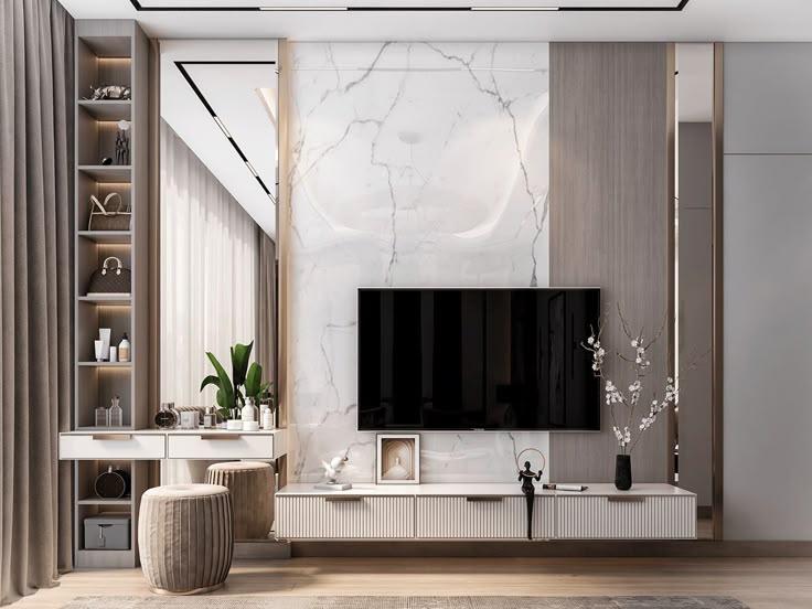 Designer TV unit and living room interior Lucknow
